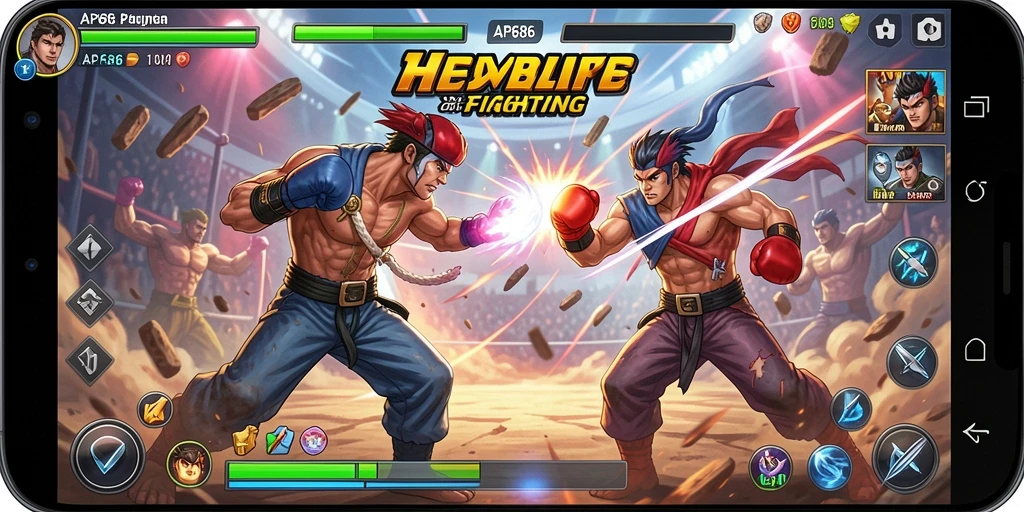 Screenshot AP686 menampilkan aksi seru dalam pertarungan Fighting.