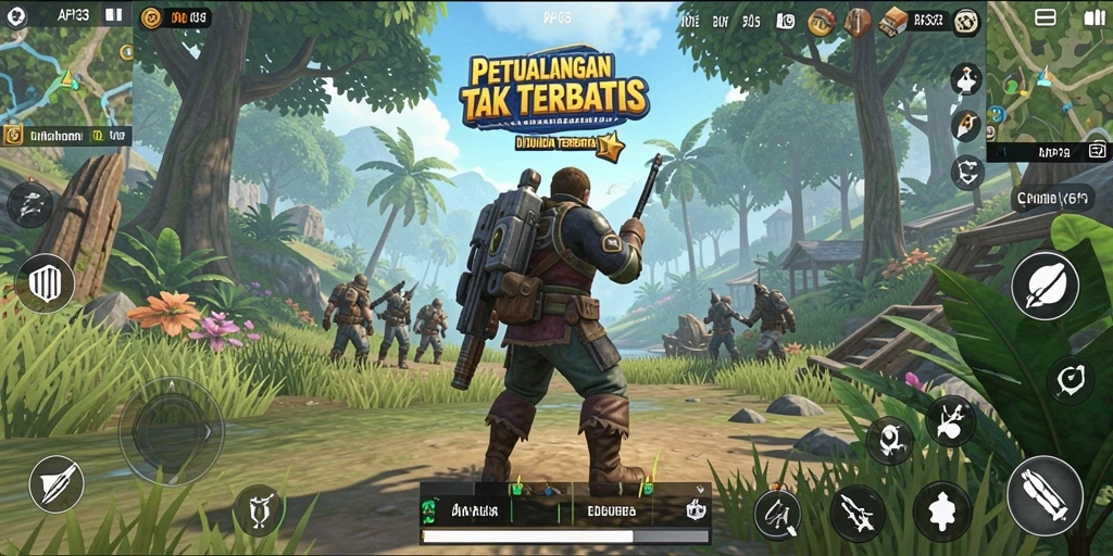Screenshot menunjukkan aksi seru dalam dunia terbuka API33.
