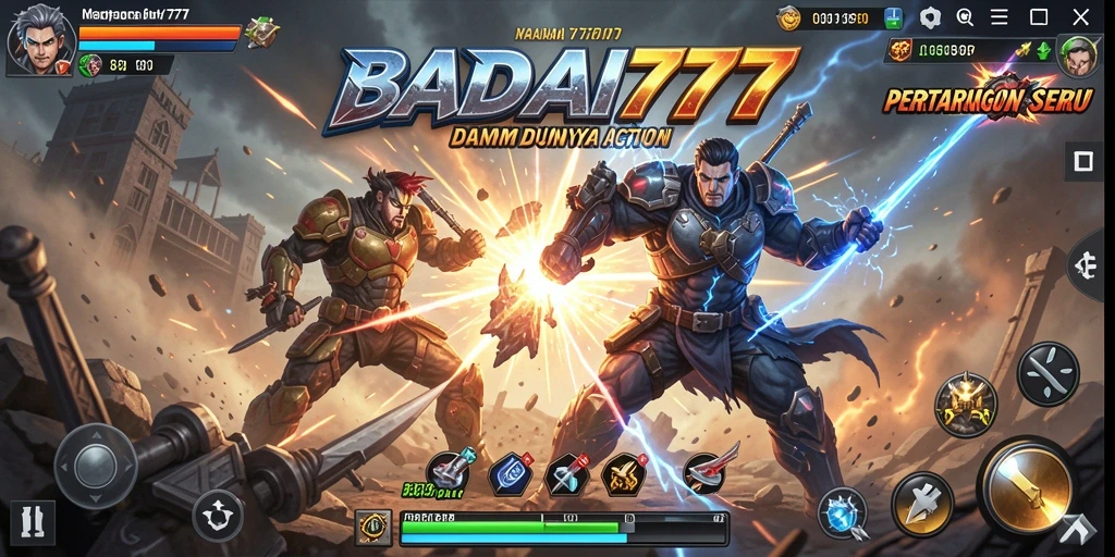 Screenshot BADAI777 menunjukkan aksi menyerang yang seru dalam gameplay.