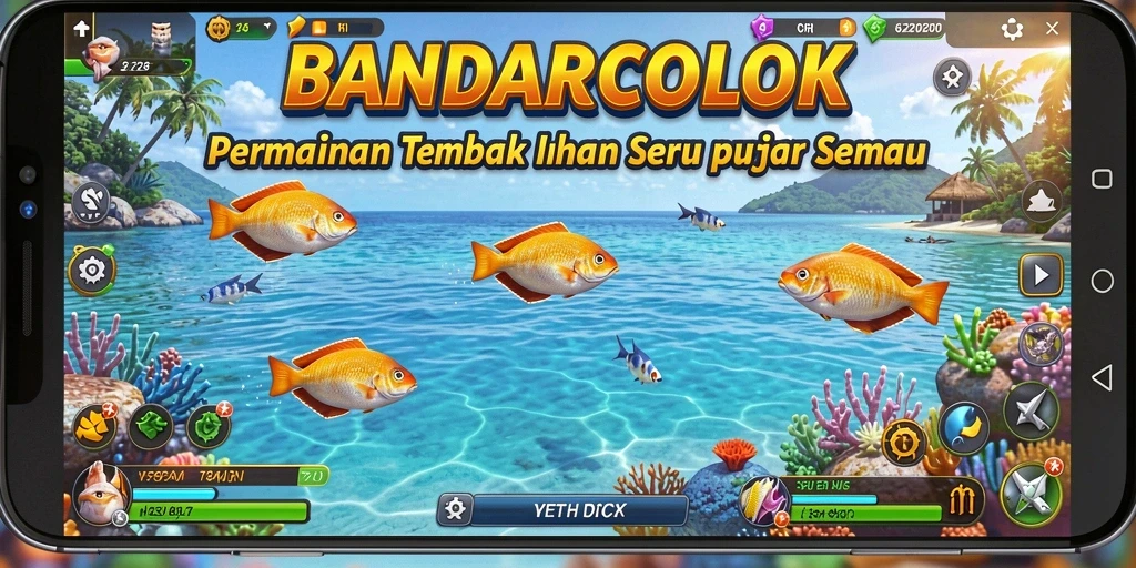 Tampilan gameplay menarik dalam BANDARCOLOK dengan aksi tembak ikan.
