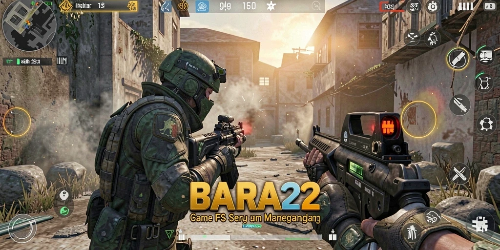 Tampilan gameplay BARA22 menampilkan aksi mendebarkan di medan perang.