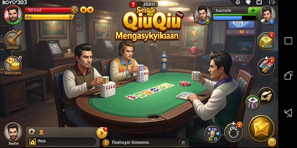 Tampilan gameplay seru dalam permainan QiuQiu BOY303.