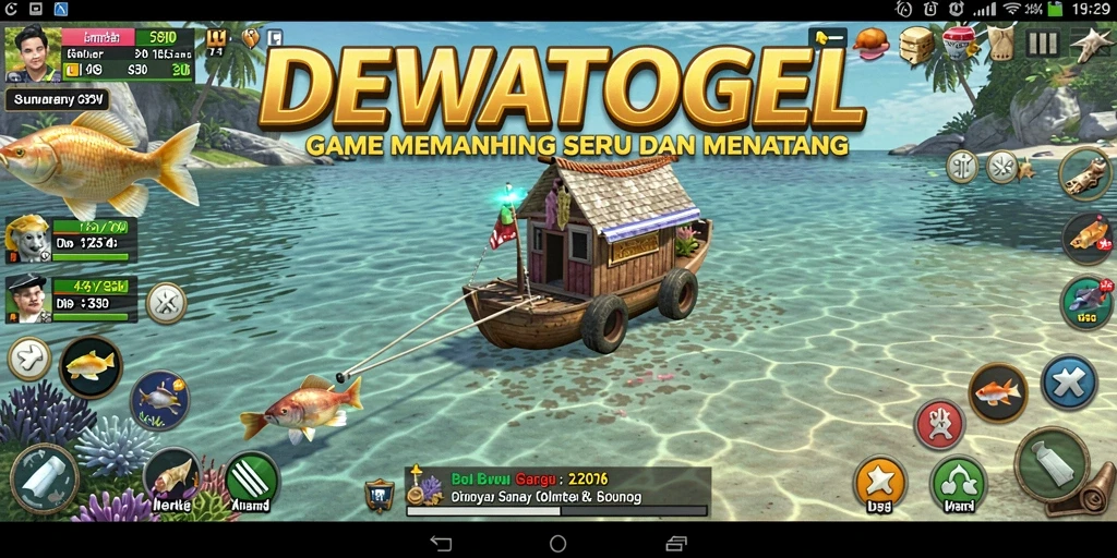 Gameplay DEWATOGEL menampilkan aksi memancing yang intens dan menarik.