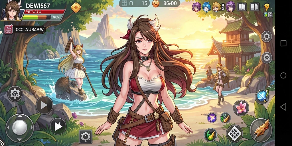 Gameplay menarik dengan karakter anime yang unik.