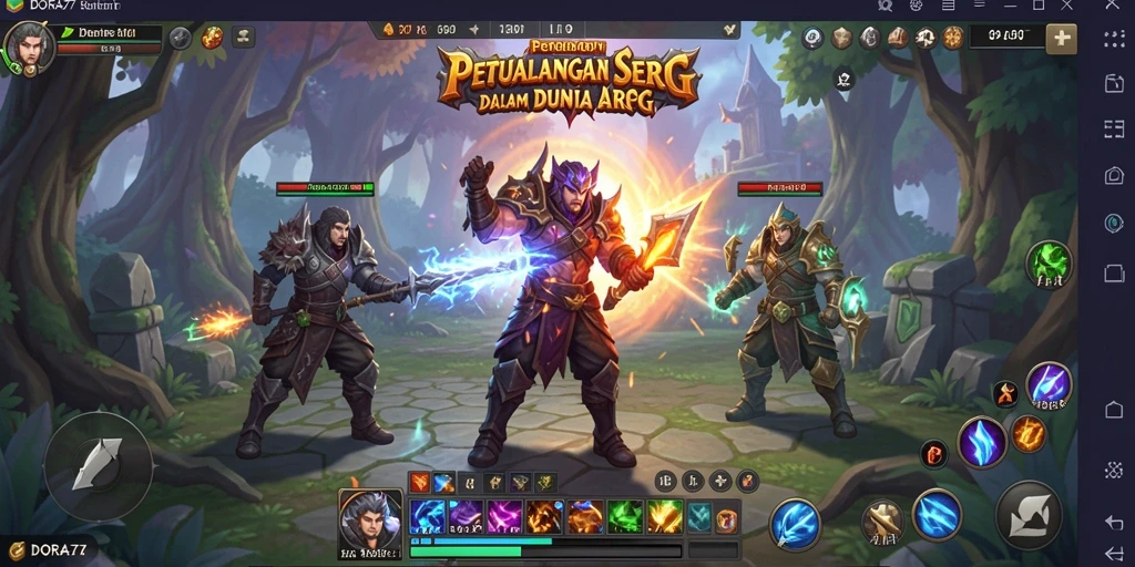 Tampilan gameplay DORA77 yang memukau dalam aksi petualangan ARPG.