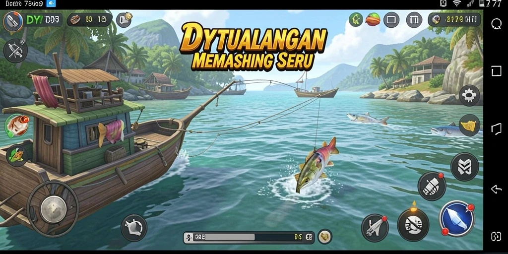 Gameplay Fishing DY777 dengan grafis menawan dan ikan berwarna-warni.
