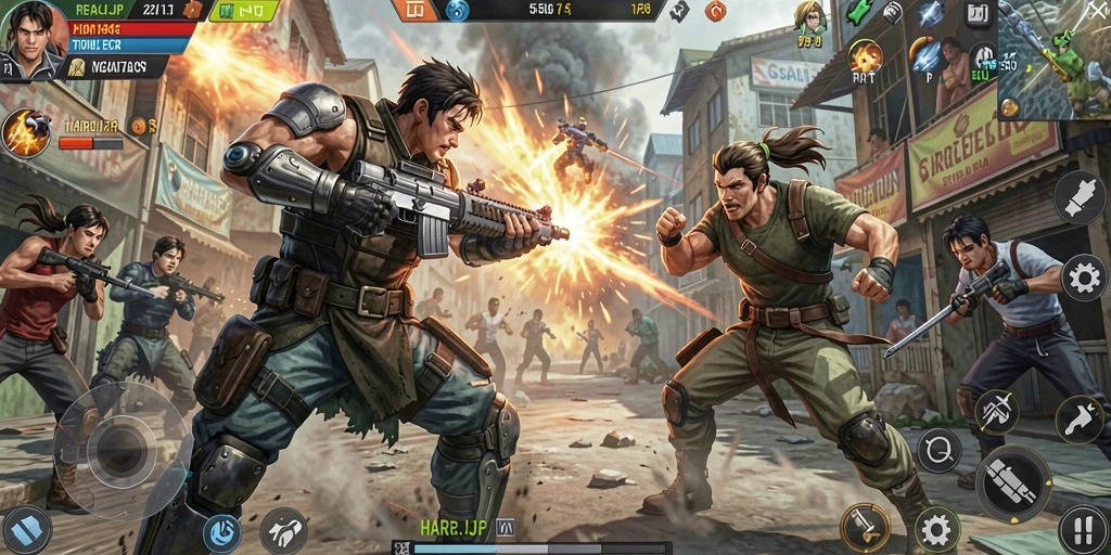 Screenshot gameplay yang seru dari pertarungan di HARAPJP.