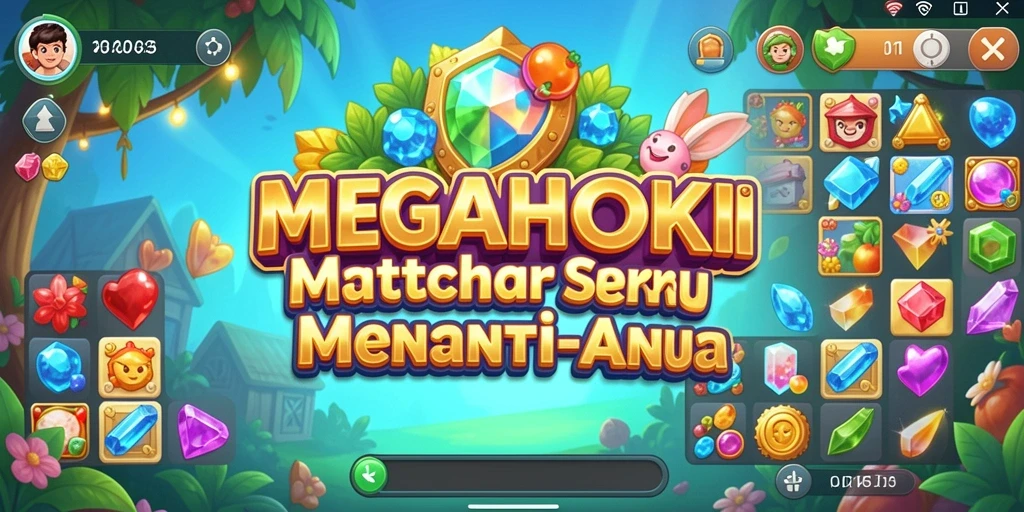 Tangkapan layar MEGAHOKI menampilkan aksi seru permainan Match-3.