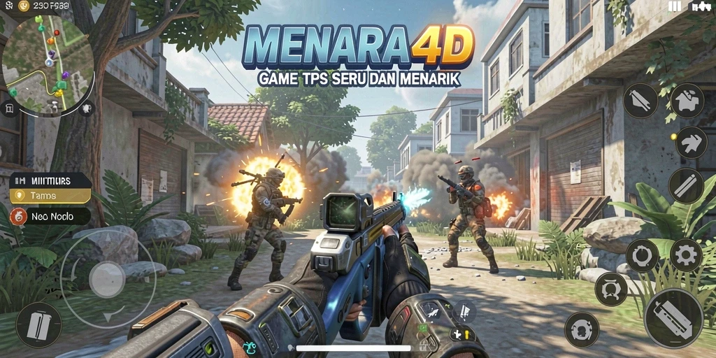 Tampilan gameplay seru dari MENARA4D dengan aksi TPS yang mendebarkan.