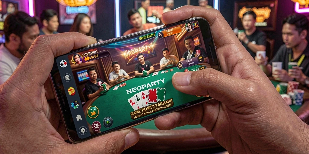 Screenshot memperlihatkan gameplay seru dalam permainan Poker NEOPARTY.
