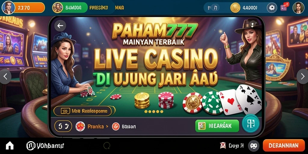 Screenshot PAHAM777 menunjukkan dealer langsung dan permainan menarik.