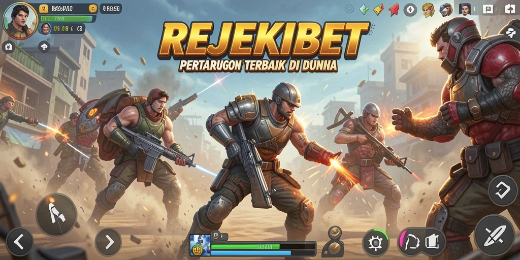 Screenshot gameplay REJEKIBET menampilkan aksi seru di arena Battle Royale.