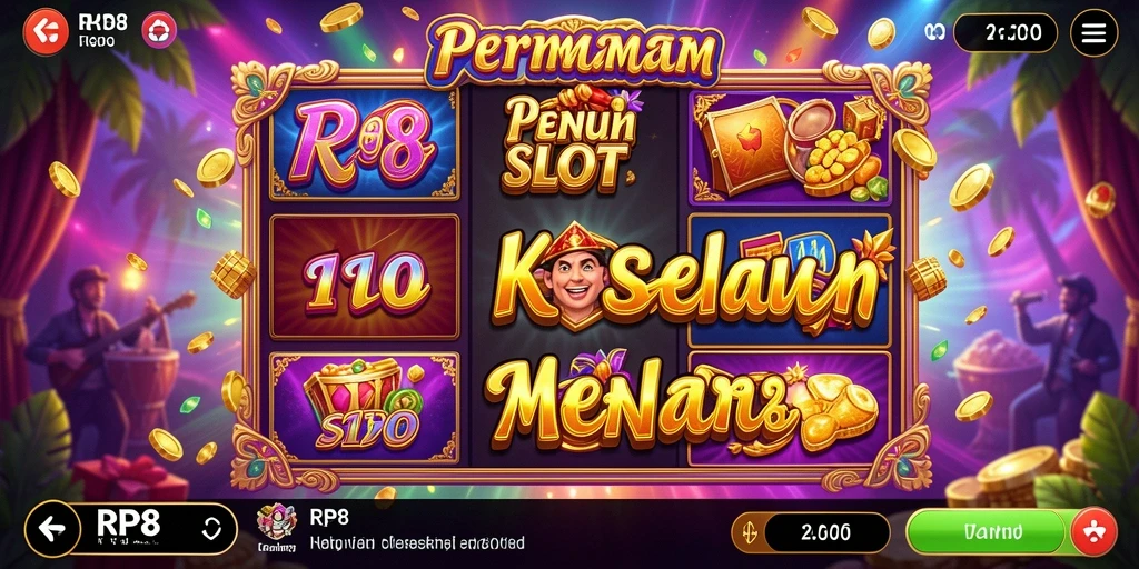 Tampilan gameplay RP8 yang memukau dengan berbagai mesin slot.