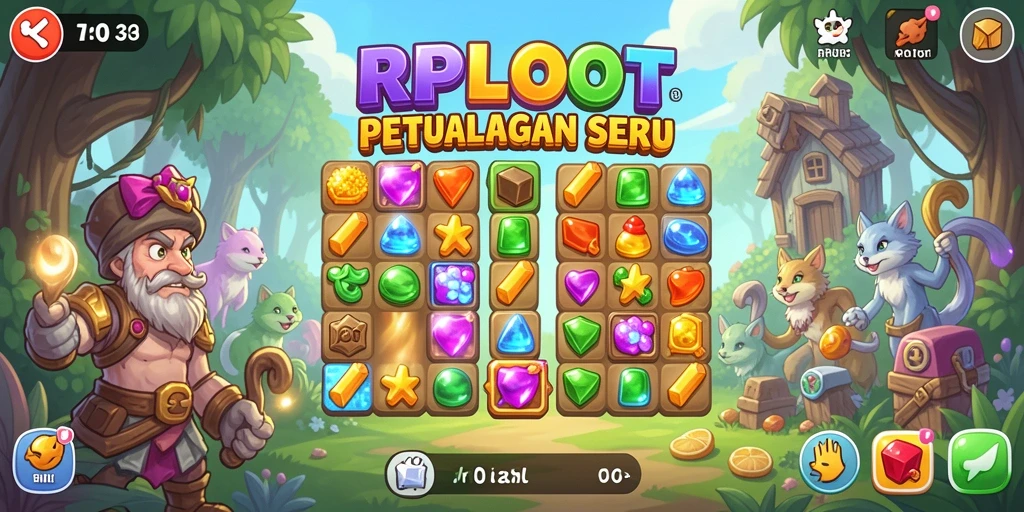 Gambaran dari permainan Match-3 yang mengasyikkan dan penuh warna.
