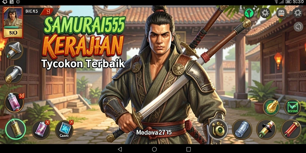 Tangkapan layar gameplay SAMURAI555 menunjukkan keseruan membangun kerajaan Tycoon.