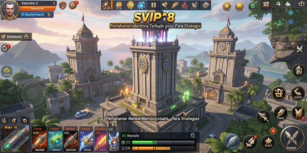 Menampilkan aksi seru dalam permainan Tower Defense SVIP8.