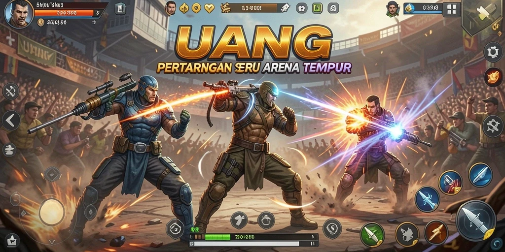 Screenshot gameplay UANG yang menunjukkan serunya pertarungan.