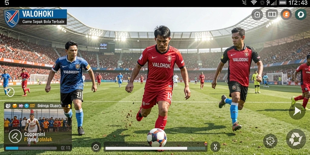 Tampilan gameplay VALOHOKI dengan aksi seru di lapangan sepak bola.